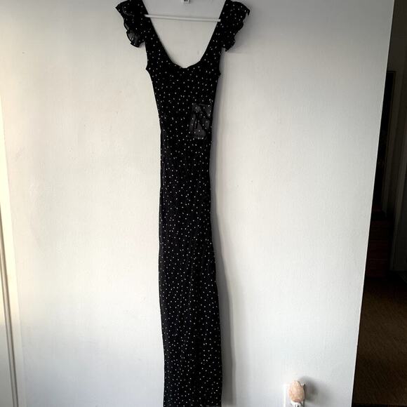 NWT Realisation Lila Silk Polka Dot Short Sleeve Bias Slip Maxi Dress Celestial - Picture 10 of 16